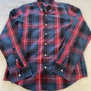 J.Crew Mens blue/red/maroon Plaid cotton Button Down Shirt